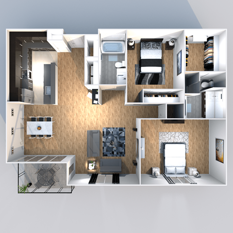 Austin apartment for rent staged floorplan